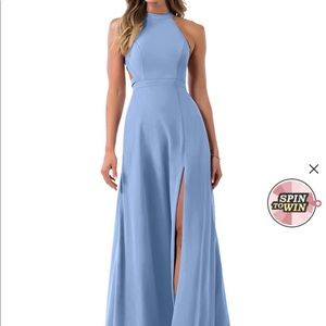 Azazie Clarice Dress- Steel Blue
